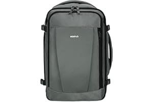 ECOHUB Zaino da Viaggio Ryanair 40x20x25, 13 Tasche, Bagaglio a Mano, Valigia Sotto il Sedile, con Maniglia, Borsa Aereo, Ecologica in PET Riciclato, da 20 Litri, Brevettato(Grigio chiaro)