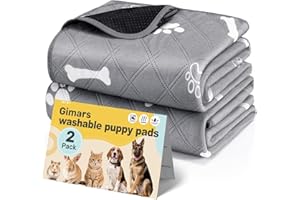 Gimars Tapis Éducateur pour Chien Lavable Réutilisable, Lot de 2 (120×90cm), Tapis Ultra Absorbant Anti-Fuites et Antidérapant, Idéal pour Chiots, Chiens Âgés ou Incontinents.