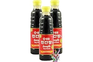 YOAXIA MARKE yoaxia ® - 3er Pack - [ 3x 500ml ] SEMPIO JIN S Sojasauce/Koreanische Sojasoße/Soy Sauce/ohne Einsatz genetischer Modifikationstechniken + ein kleiner Glücksanhänger gratis