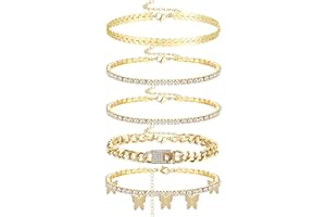 CASSIECA Ankle bracelets for Women 14K Gold Figaro/Cuban/Paperclip Link Ankle Chains Bracelet Adjustable Beach Women's Foot Chain Jewelry