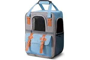 ALLSOPETS Mochila para Perros Gatos Transportín Viaje Mochilas Bolsa de Transporte para Mascota Transpirable Viajes Senderismo Camping para Pequeño Perro y Grande Gatos Azul