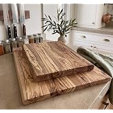 F&S WoodArt 2 Li Set Zeytin Ağacı Doğal Ahşap Kesme Tahtası Sunum Et Ekmek Sebze Doğrama Mutfak Tahtası