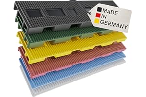 BAUHELD Profi Abstandshalter Set 100x20 mm - 1-6 mm [100 Stück] - Universelle Unterlegplatten aus Kunststoff [Made in Germany] - Verglasungsklötze Unterlegkeile mit intelligentem Belüftungssystem