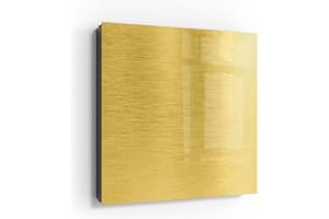 DEQORI Cassetta portachiavi nera, 30 x 30 cm, motivo superficie dorata spazzolata, in vetro e metallo, con 50 ganci + 2 magneti, moderna scatola magnetica e scrivibile