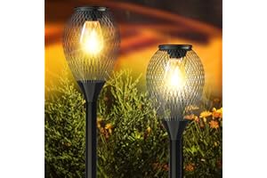 Ortiny Luces Solares LED Exterior Jardin Suelo, 2 Balizas Exterior Jardin IP65 Impermeable Farolillos Solares Exterior Auto ON/OFF, Para Decoracion Jardin Iluminación de Caminos Patio Terreza Balcón