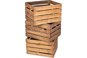 LAUBLUST Alte Vintage Holzkisten 3er Set - ca. 50x40x30cm, Natur | Gebrauchte Weinkisten & Obstkisten - Deko & Möbelbau