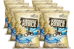 ‎HEIMART Krosse Kerle Chips | HeiMart | Salz & Pfeffer | 8er Box | regional | glutenfrei | vegan | 8 x 115 g