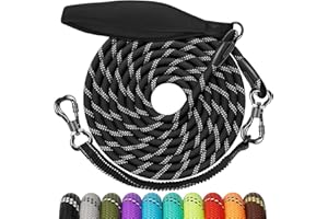 Aystkniet Laisse pour Chien avec Fil Elastique, 3M 5M 10M 15M 20M 30M Longe pour Chien et Réfléchissante avec Poignée Souple et Crochet de Verrouillage pour Chiens de Taille Moyenne et Grande