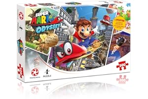 TOP TRUMPS Winning Moves Super Mario Odyssey 500 Piece Jigsaw Puzzle Game, join Mario and Cappy in Cascade Kingdom to defeat Bowser and rescue Princess Peach, gift and toy for ages 8 plus