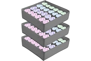 AOKITO Cajas para Guardar Calcetines y Ropa Interior, Organizador de Cajones de 24 Celdas, Caja de Almacenaje Plegable, para Guardar Bufandas, Corbatas, Cinturones y Otros Accesorios (Juego de 3, Gris)