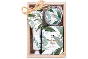 Accentra BOTANIC SPA presentset trälåda eukalyptus citrongräs | Utvalt egenvårdspaket med tub, burk och saltkristaller i