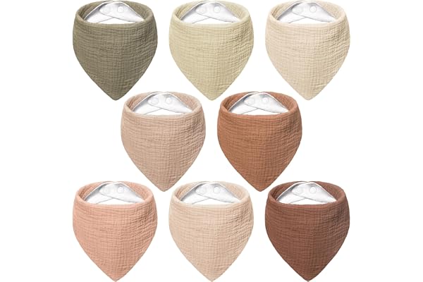 bearmoss Mousseline Bébé Bavoirs 8 Paquet 100% Coton Bébé Bandana Bave Bavoirs pour Unisexe Bébé Filles Garçons Bave et Dentition