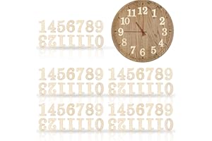 Jetec 75 Piezas de Números de Madera en 5 Juegos, Números de Reloj Árabe de Madera con Adhesivo para Decoración de Bricolaje de Reloj (Color Original)