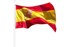 KliKil Bandera España Grande - 1 Bandera de España en poliéster náutico super resistente al viento y la lluvia 150x90 cm versión Premium 2024 para Balcon, Exterior y Jardin, Spanish Flag -