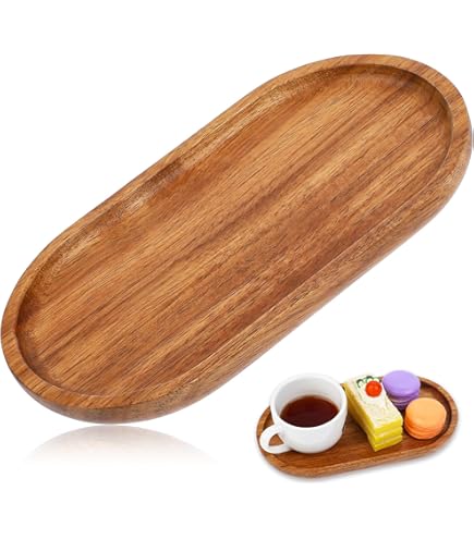 ARMYJY Plateau Ovale En Bois Massif, Plateau De Dîner Irrégulier, Pour Servir Des Plats, Des Collations, Des Fruits, Des Desserts (30,5 X 20