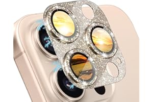 WoPail Glitzernde Kameraschutz für iPhone 16 Pro/iPhone 16 Pro Max Bling Diamant Ultra-Klar Objektivschutz 9H Härte Gehärtetes Glas Linse Schutzfolie für iPhone 16 Pro/16 Pro Max - Gold