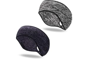 QKURT 2 Pieces Running Winter Headband, Warm Sports Headbands Cycling Ear Warmers Fleece Ponytail Headband Thermal athletics headband for Men Women