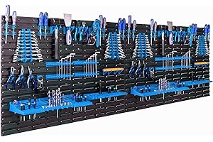 ‎BOTLE Ścianka narzędziowa 234 x 78 cm, regał warsztatowy, wspornik narzędziowy, niebieskie tworzywo sztuczne, ściana do garażu, warsztatu