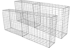 MONSTER SHOP 4 Cestas de Gaviones Metálicos 100x80x30cm para Paisajismo Decoración Jardín Exterior Gaviones Resistentes a la Intemperie y Corrosión con Par de Guantes Protectores 120 Conectores + 16 Ganchos GRATIS