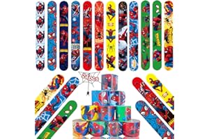 Acuiwer Spider Slap Bracelet 24 PCS Cartoon Slap Wrist Bands Bulk for Kids Party Bag Fillers Party Supplies Flavors Gift for Girls Boys Birthday Gift