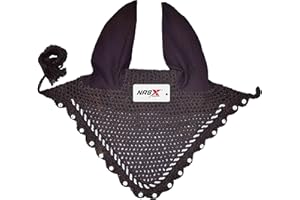 NASX SPORTS Diamante Crystal Horse Fly Hood Veil Ear Bonnet Flyveil Cotton Crochet Handmade Glitter (COB, Brown)