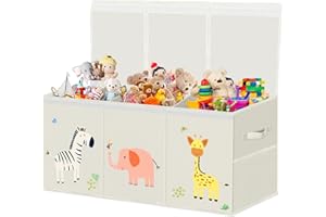 VERONLY Extra Large Toy Box Storage for Boys Girls - Collapsible Toy Chest Organizer for Kids,Toy Bin Container with Lid and Handles for Clothes,Blanket,Nursery,Playroom,Bedroom,Stuffed Animals,Quilt(Beige)