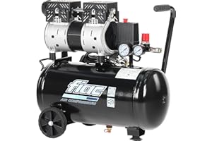 FIAC Compressore d'Aria Mobile Silenzioso SUPERSILENT 24, Compressore Aria Senza Olio, Pressione Massima 8 Bar, Potenza 1 CV, Serbatoio 24 Litri, Rumorosità 58 dB LpA