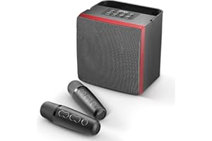 MusyVocay Karaoke, Mini Altoparlanti PA Bluetooth con 2 Mini Microfoni Wireless, Altoparlante Suono Portatile per Bambini e Principianti, Rosso