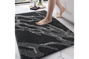 DEXI Mata łazienkowa 61 x 110 cm, nadająca się do prania, mata łazienkowa z antypoślizgowym spodem, szybkoschnąca, chłonna, duży dywanik podłogowy, czarna
