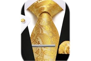 Enlision 9CM Corbata Paisley Corbata Pañuelo Bolsillo Corbatas y Gemelos Corbata Clip Conjunto para Hombre