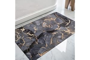 DEXI Tapis de Bain Antidérapant 43 x 110 cm, Super Absorbant, Sèche Rapide, Ultra Mince, Facile à Nettoyer, pour Portes de Salle de Bain, Baignoire, Douche, Gris foncé