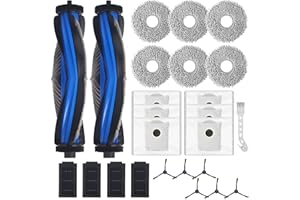 ACOMTUO 25 pezzi Accessori per ECOVACS DEEBOT T50 PRO Omni/T50 Omni/T50,2 Spazzole Principali, 6 Panni, 6 Sacchetti Raccoglipolvere, 6 Spazzole Laterali, 4 Filtri, 1 Spazzola di Pulizia