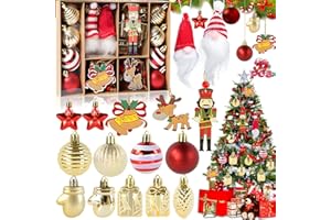 NLMWTI Juego de 32 Adornos para Árbol de Navidad, Decoración 2025 Personalizada, Irrompibles Decoraciones Navideñas
