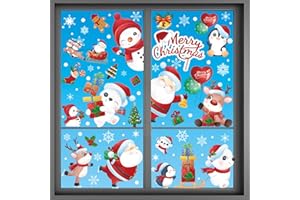 (9 Blatt) Tomario 168 große Weihnachten Fenster Clings Aufkleber, wiederverwendbare Weihnachten Decal Double-Side mit Schneeflocken-Muster für Weihnachten Dekoration Haus Bad Büro