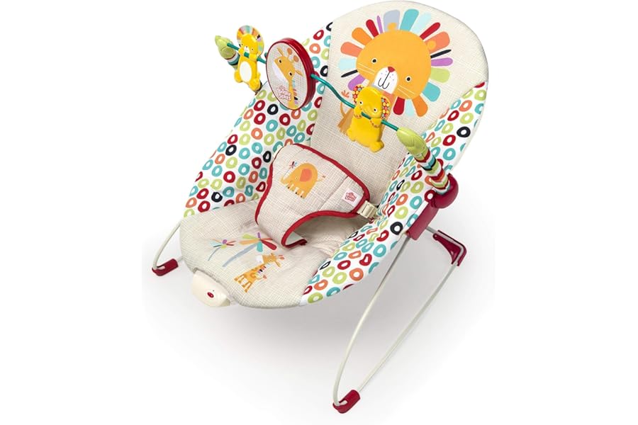 Bright Starts Portable Baby Bouncer Soothing Vibrations Infant Seat with Removable-Toy-Bar, 0-6 Months 6-20 lbs (Playful Pinwheels)
