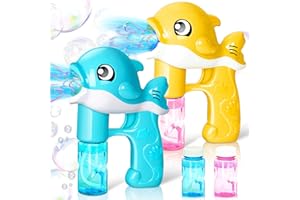 JOYIN Sloosh 2 Pistolas de Burbujas para Ballenas LED automático con 4 soluciones de Repuesto de Burbujas, Pistola de Burbujas para niños, diversión de Verano para Exteriores, Regalos de Pascua