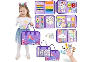 Esjay Busy Board Toddlers Toys for Girls, Montessori Busy Book Sensory Board, Birthday Gifts for Girls, Educational Toy for Learning Fine Motor Skills, Travel Activities for Airplane Car