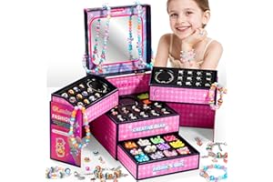 BLmukce Schmuck-Bastelset für Kinder – Charm-Armband & Perlen DIY Set für Mädchen mit Perlen, Charms & Ketten-Zubehör – Geschenk für Geburtstag & Weihnachten (4–12 Jahre)