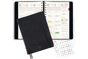 colortouch Terminarz na rok 2025, format A5, planer tygodniowy z miękką okładką, kalendarz kieszonkowy, segregator, 30-minutowy terminarz z 2 arkuszami w języku niemieckim, kalendarz książkowy na 14