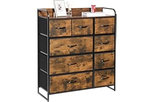LYNCOHOME Cómoda con 9 cajones de Tela, Cómoda para Dormitorio, Unidad de Almacenamiento, Cajas organizadoras, Armario Muebles de Dormitorio, Oficina, Pasillo