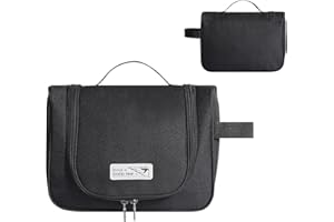 Cozary Beauty Case da Viaggio per Donna Uomo, Borsa da toilette da viaggio con Gancio, Portatile Impermeabile Beauty Case (Nero)