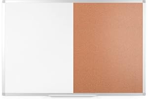 Boardsplus Magnetic Combination Board, 120 x 90 cm, Cork and Lacquered Steel Surface, Aluminium Frame