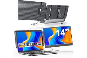 LivElect 14" Dual Screen Laptop Monitor, 1080P FHD Laptop Screen, Portable Monitor for Laptop with Speakers, Plug&Play, Laptop Monitor for Mac Win Android