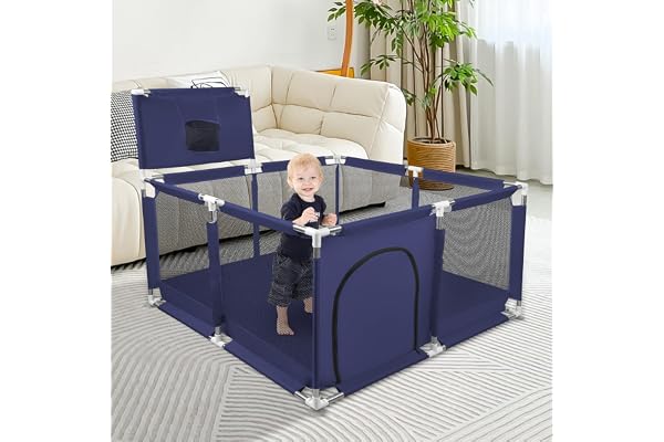 Oxford tyg babypark, litet barn med hinder, babylekpark för lägenhet med boll-126 x 126 x 66 cm