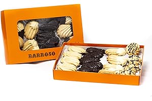 MAZAPANES BARROSO Pastas de Té Artesanas Barroso. Surtido de Pastas de Mantequilla, con Cobertura de Chocolate Blanco y Negro. 35-37 unidades. Peso Neto 520 gramos. No apto para celiacos