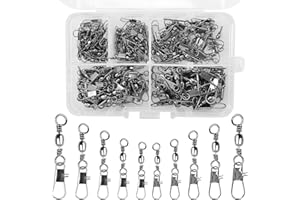 ZWQLZG 150 Stück Angelzubehör Wirbel Angeln, Angelwirbel Mit Kugellagerwirbel, Edelstahl Wirbel, Angeln Drehgelenk, kugellager Wirbel Angeln Snap 5 Größe 6# 8# 10# 12# 14# (Type B)