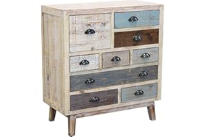 Milani Home s.r.l.s. Cassettiera in Legno Mobile per Interno con 9 Cassetti di Design Stile Country Moderno Vintage