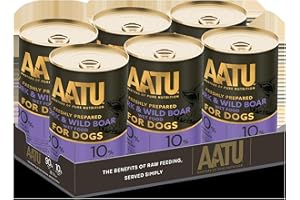AATU 90/10 Wet Dog Food in a Tin - Pork & Wild Boar (6x400g) - Grain Free Recipe - No Artificial Ingredients - Good for Low Maintenance Feeding. (Packaging may vary).