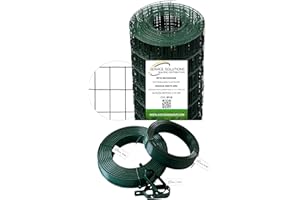 MED BUILDING SOLUTIONS Rotolo 25 Metri Rete Metallica Zincata Plastificata Elettrosaldata Rigida per Recinzione Con di Filo Tensione, Filo Legatura e 2 Tendifilo (H. 175)