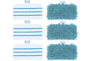 Ruucy Lot de 6 Lingettes Compatibles pour Balais Vapeur - Alternative à FSMP20, FSM1630, FSM1321, FSM1605, FSM1616, FSMH13E5, FSMH13151SM, Microfibres Rectangulaires